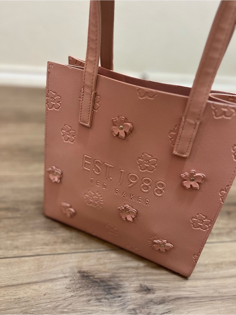 Ted Baker Peach Floral Embossed Tote Bag